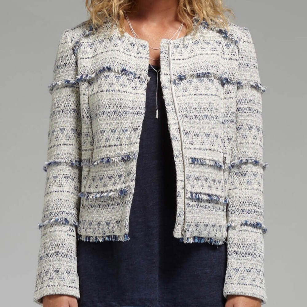 Joie Tesita Embroidered Jacket with Fringe
